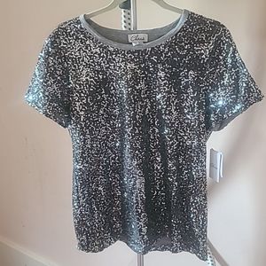 Chaus Silver Sequins Top